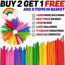 100 X Long Plain Balloons Latex Balons 260Q Twisting Modelling Long Balloons UK