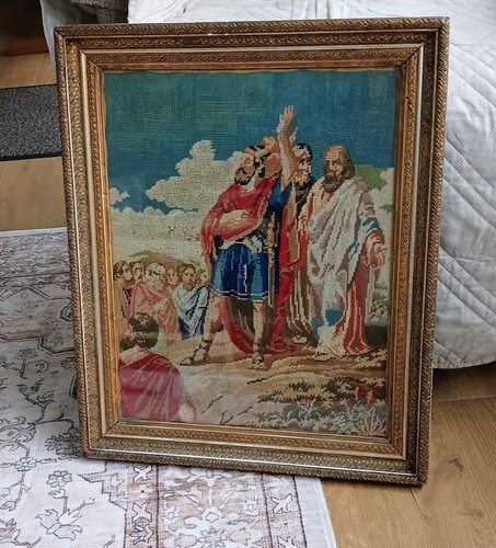 Antique framed biblical scene - biblical,