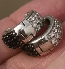 DQCZ 925 Sterling Silver Yin & Yang   Huggie Hoop Earrings Lovely Quality  14 mm