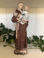 ~Vintage French St Antoine & Christ Religious Statue~