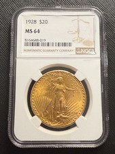 US 1928 Gold $20 20 Dollars NGC MS64 Double Eagle Saint Gaudens