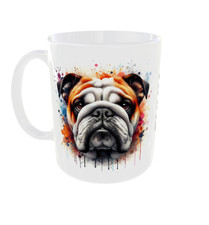 Personalised English Bulldog Mug Colour Splash Design 11oz Cup Gift Boxed