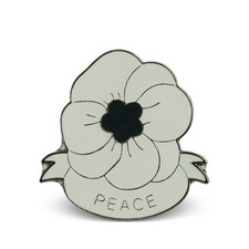 White Peace Poppy Badge RemembranceDay Memorial , Lest We Forget