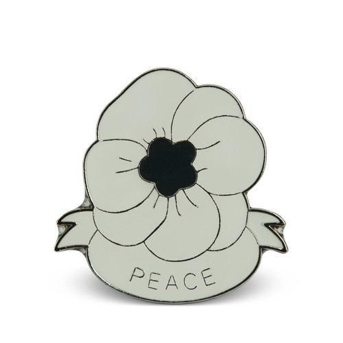 White peace poppy badge - peace,