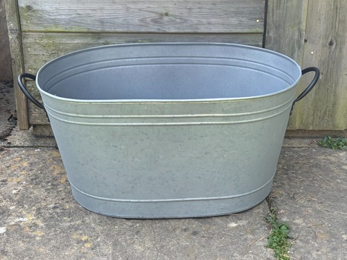Large zinc metal garden oval - zinc,
