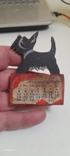 1943 December Calendar On A Hand Painted Wood Board W A Black Dog (Terrier)