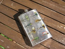 FLY FISHERMANS HIP OR POCKET FLASK. STAINLESS STEEL.