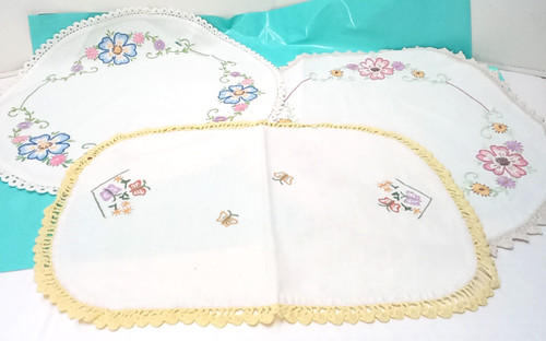 Lot vintage hand - vintage, hand-embroidered