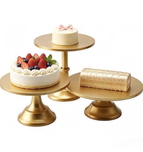 3pieces gold metal cake - metal,