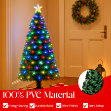 Pre Lit Fiber Optic Christmas Tree Color Changing LED Lights with Star Top Green