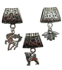 HEAD SCARF FLORAL BAIL Slider Ring Dog Cat Horse Animal Charm Pendant Gift + Bag