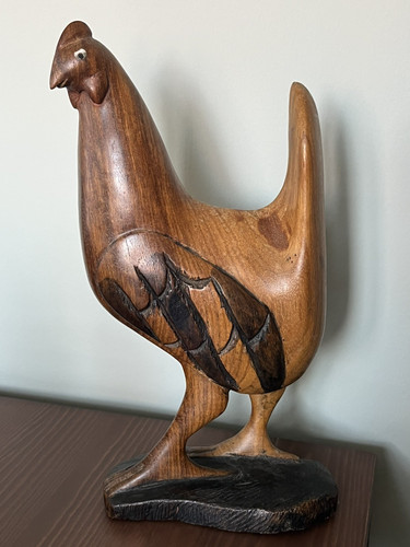 Hand carved wooden rooster - carved,