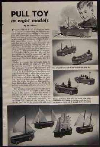 Wood pull toy boat - wood,