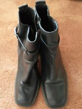 Ladies BHS Black Leather Chelsea Ankle Boot, Size 6, full length zip, with buckl