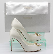 DOLCE & GABBANA WOMENS HEELS EMBELLISHED UK 3.5 EU 36.5 WHITE RRP £875 AD
