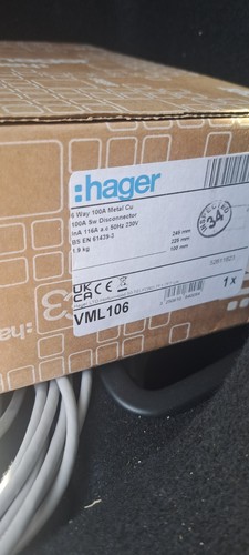 Hager vml106 100a way main - vml106, 6-way