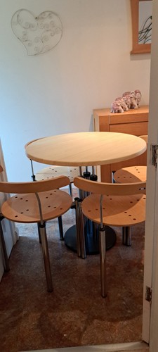 Light wood table - light, and
