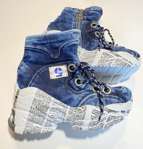 Y2k denim platform boots - platform,