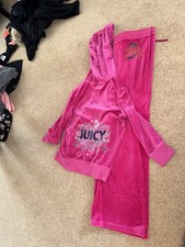 Pink Juicy Couture Tracksuit Set Size S Zip Up Hoodie Top And Size L Bottoms