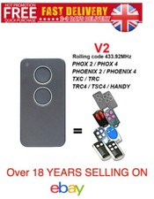 PHOX GARAGE DOOR REMOTE CONTROL KEY FOB 433 V2 PHOENIX 2 HAND SET SHUTTER OPENER