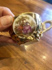 VINTAGE BONDWARE FINE CHINA GOLD DIMITASSE CUP COURTING COUPLE  FRAGONARD DESIGN