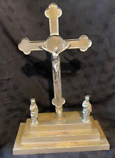 Antique Brass Altar Crucifix Reliquary Jesus Christian Religion Large 44cm High