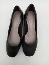 M&S Wide Fit Vegan Square Toe Block Heel Court Shoes In Black Size 3.5 NWOT F2