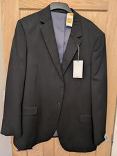 BNWT M&S Mens 2 piece suit CH48"LONG W42" L31" Black Reg  Fit Machine Washable