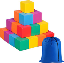 Wooden Blocks Set - 30PCS Natural Wood Stacking Toys for Toddlers 1-5 Years, Mon