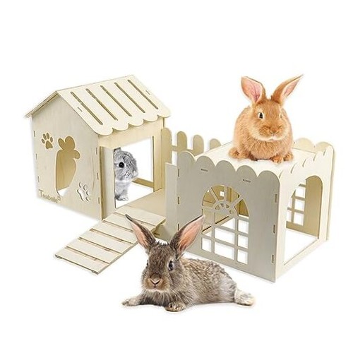 Large rabbit wooden hideout - wooden,