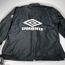 Vintage 90s Umbro ‘Pro Training’ Waterproof Black Football Jacket Back Logo - XL