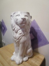 Vintage Ceramic LION White Floor Flower Vase for Décor / Umbrella stand
