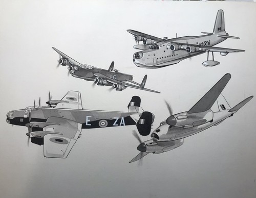 Original art painting aviation - original,