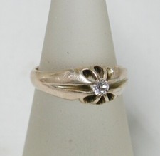 Antique 9ct gold Diamond Solitaire Ring Ladies / Gents Pinky Ring Size K - 22924