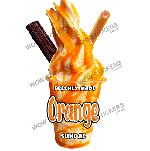 Orange ice cream sundae - ice,
