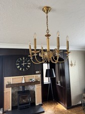 Traditional Large Heavy Vintage Brass 8 Arm Flemish Brass Eagle Chandelier Light