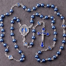 Blue catholic rosary beads - blue,