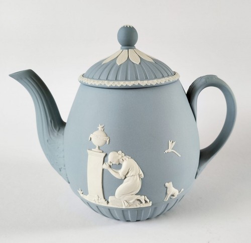 Wedgwood jasper blue teapot - wedgwood,