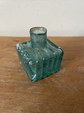 Antique Lyon’s Aqua Double Pen Rest Burst Top Glass Inkwell Victorian  Artefact