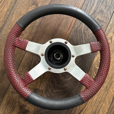 Ford Cortina Mk2 4 Spoke Aftermarket Black & Redish Steering Wheel Small  34cm