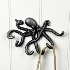Wall Mounted Key Rack Holder OCTOPUS Nautical Hooks for Hanging Coats Decorative
