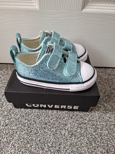 Aqua glitter converse tainers - aqua,