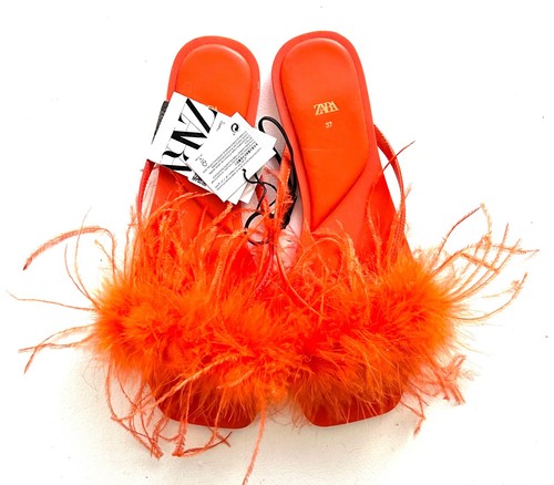 Zara flat feather sandals size - flat,