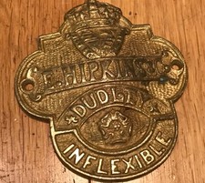 Antique Brass Safe Plaque Inflexable-E. Hipkins & Co Dudley Authentic 1900s Sign