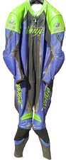 KAWASAKI NINJA 1 PIECE LEATHER BIKER SUIT WITH REMOVABLE CE ARMOUR SIZE 48