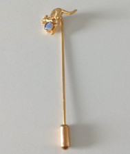 Vtg Kangaroo Stick Lapel Tie Pin Faux Opal Cabochon Figural Australian Animal