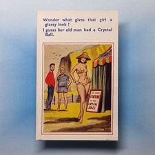 Saucy Comic Postcard C1965 Brunette Bikini Fortune Teller Crystal Ball Boys Ogle