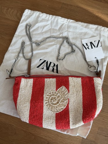 Zara red striped beaded bag - red,