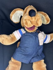Vintage  1981 Ganz Bros Wrinkles The Dog Hand Puppet Plush Overalls VGC
