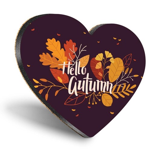 Heart mdf coaster - hello, autumn